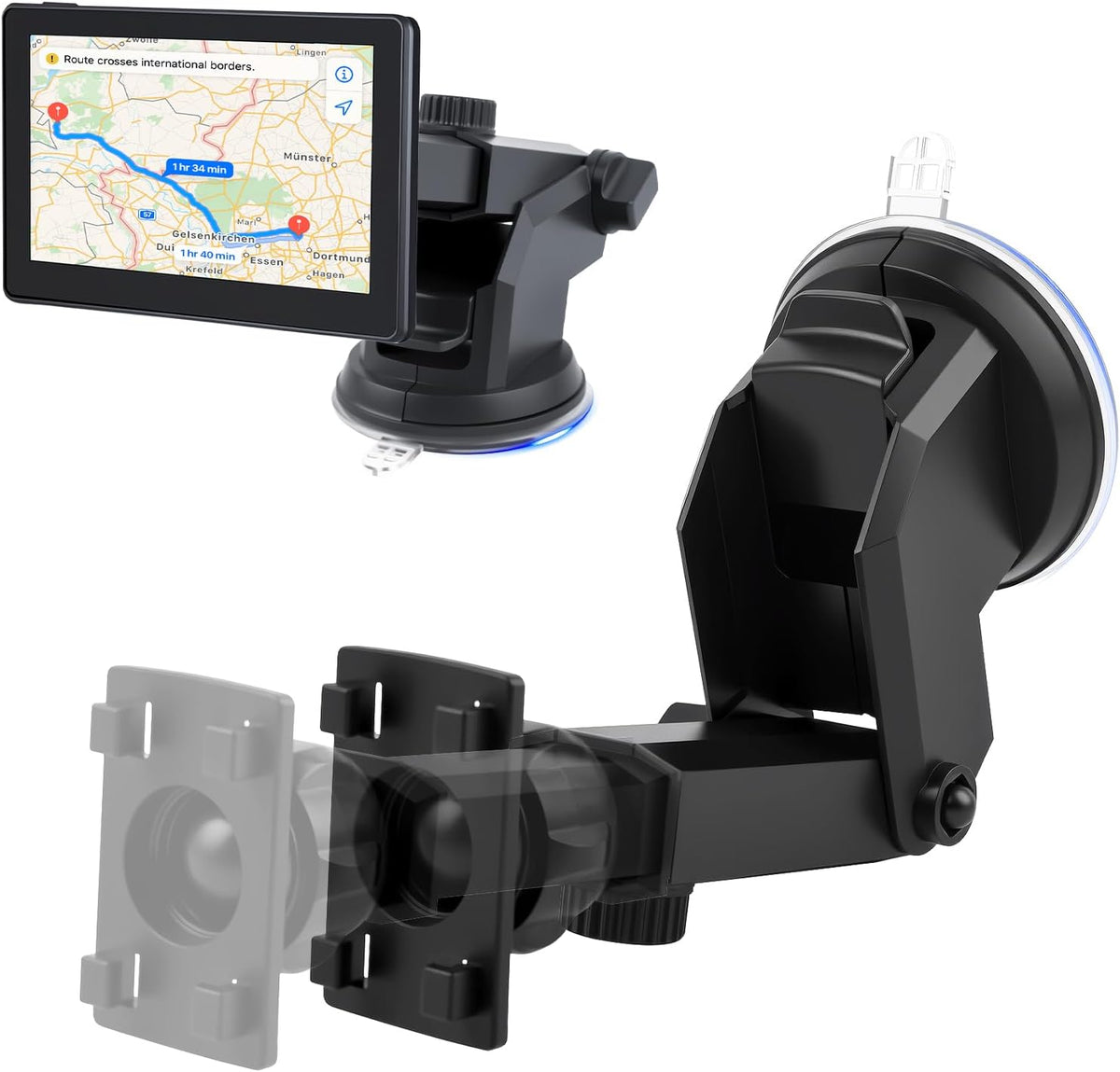 VKQTS 360 240 7 Inch Rotatable Carplay Mount,Windshield Suction Cup Mount with Adjustable Extension Arm,Portable