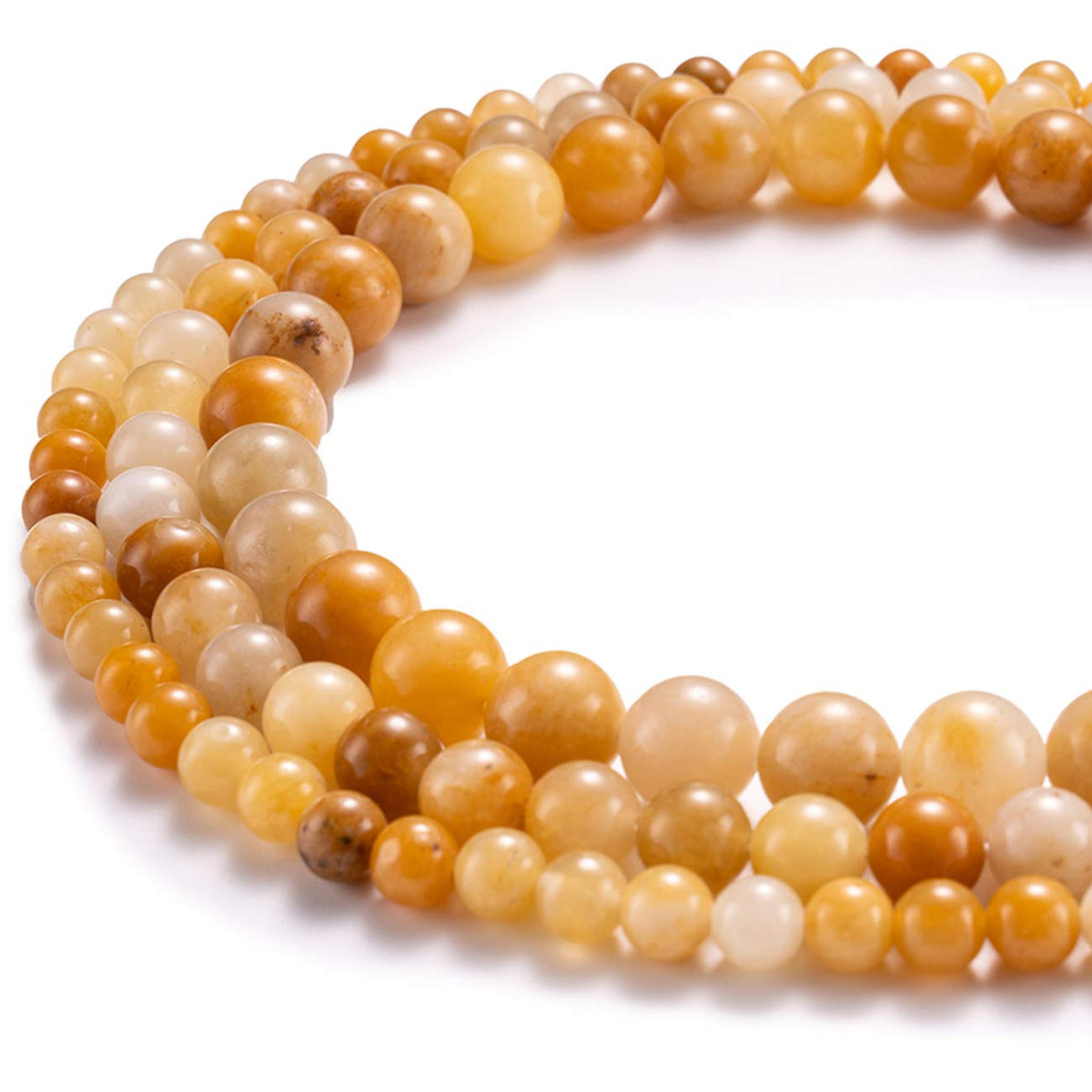 BEADIA Natural Yellow Jade Stone Round Loose Semi Gemstone Beads for Jewelry Making 8MM 44PCS