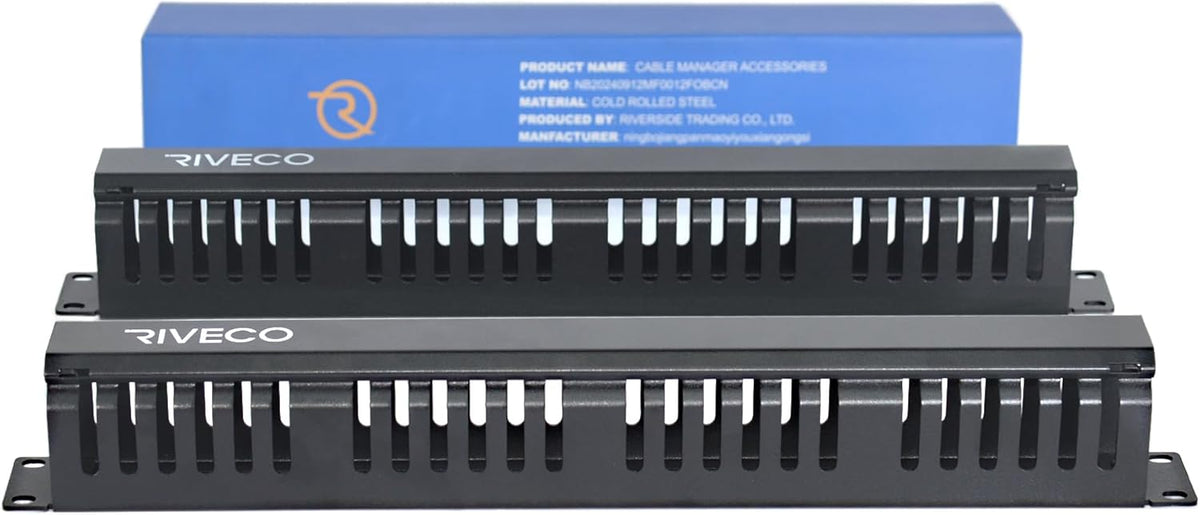 RIVECO 2PCS 1U 19 24 2.8 Inches Cable Management for Racks & Server Cabinets Managing Cord & Wire, Cable Raceway