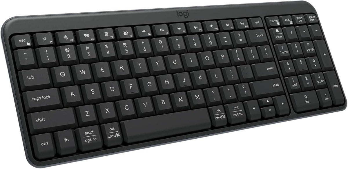 Logitech K250 Bluetooth Keyboard with Numpad, Easy Connectivity, Compact Wireless Keyboard Made with Recycled Plastic