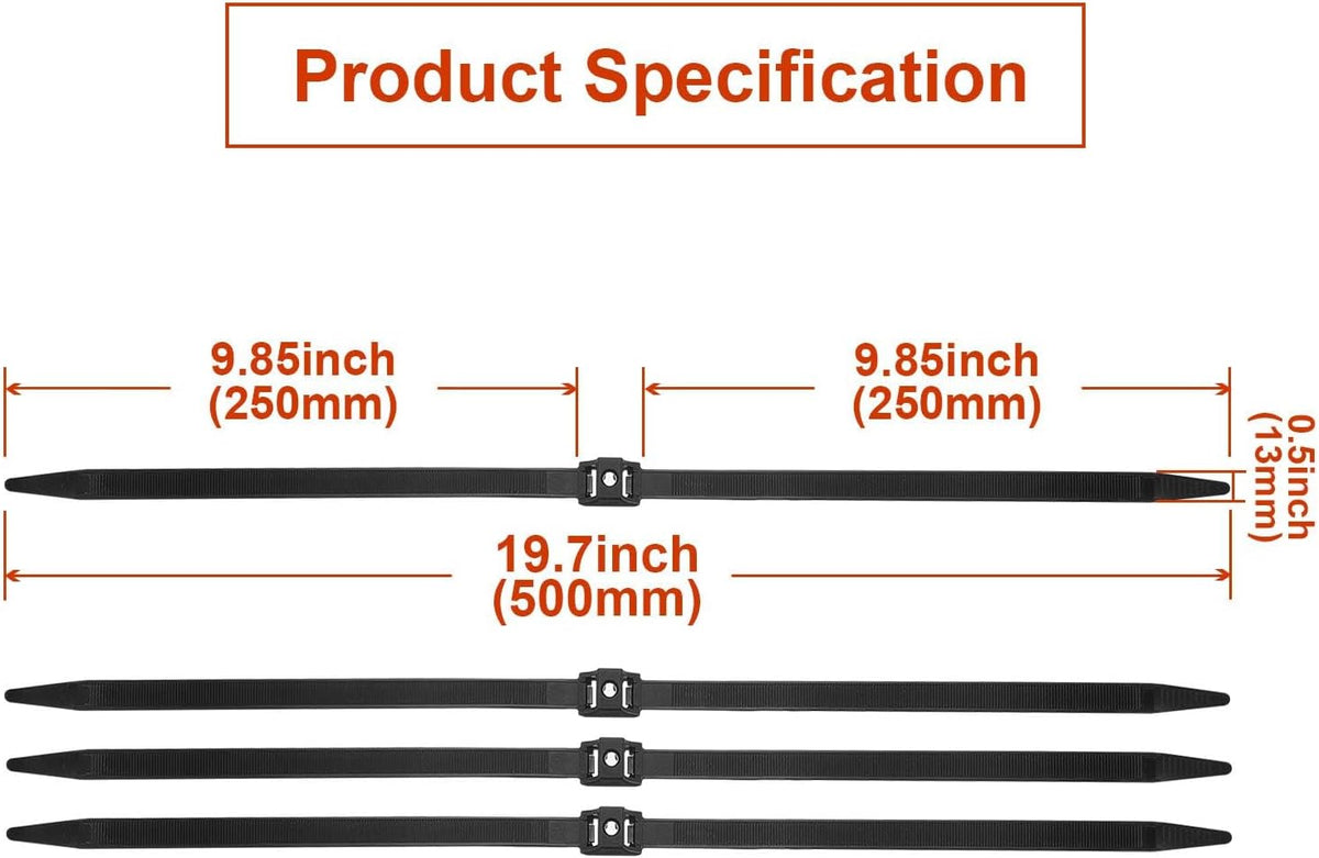 50 (Black,0.5 10 Inch) Boao Pcs Zip Ties Cable Disposable Heavy Duty Tie Double Police Cuffs Flex Plastic Nylon Tie