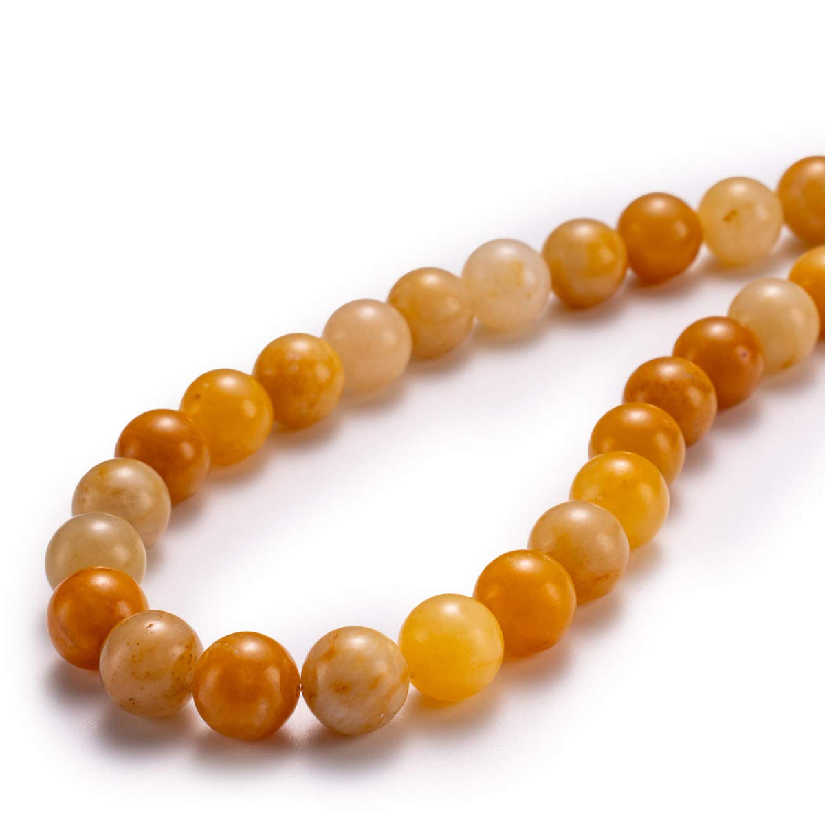 BEADIA Natural Yellow Jade Stone Round Loose Semi Gemstone Beads for Jewelry Making 8MM 44PCS
