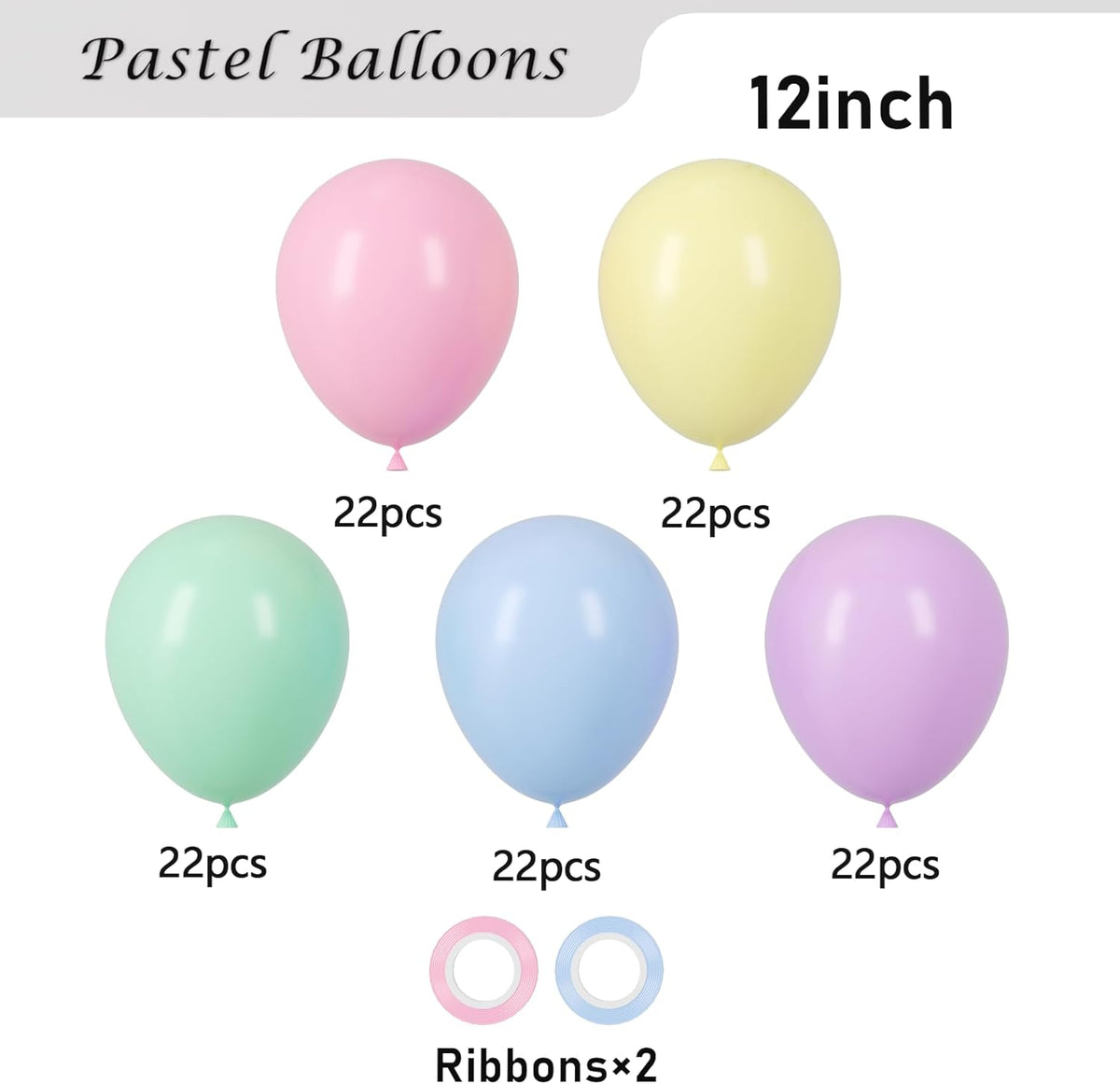 Voircoloria 110pcs Pastel Balloons - 12-Inch Macaron Latex Party Balloons for Celebrations & Events