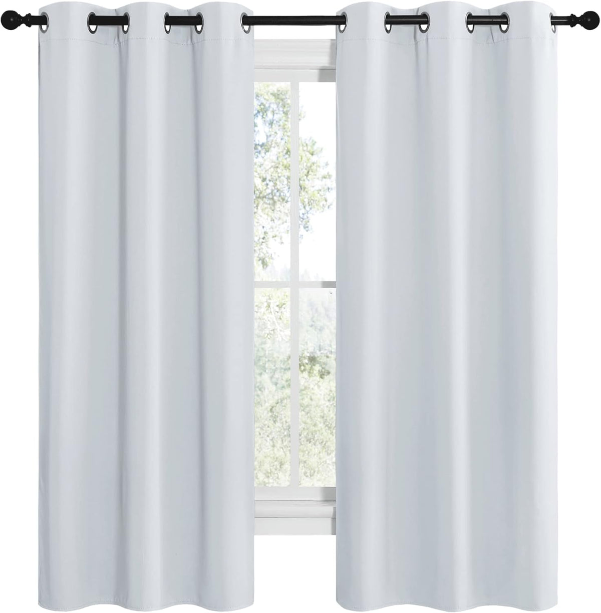 NICETOWN Room Darkening Curtains - Thermal Insulated Grommet Drapes for Bedroom | Greyish White, 2 Panels, 42x68