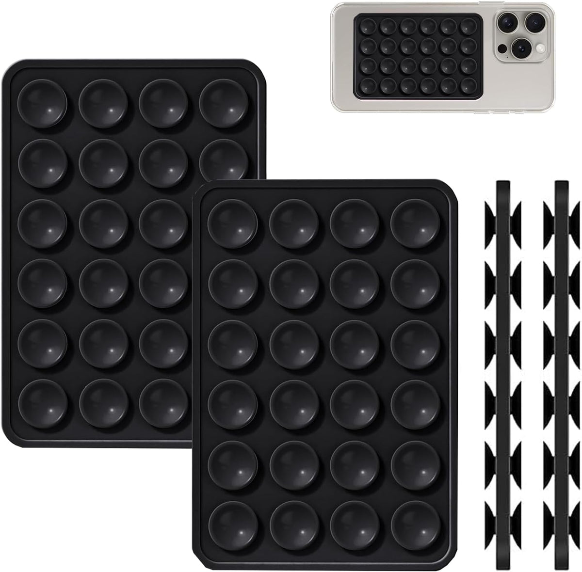 ALiHAN 2 Pack Silicone Suction Phone Case Mount, Double Sided, Non Slip Suction Cup Phone Mount, Silicon Sticky Phone