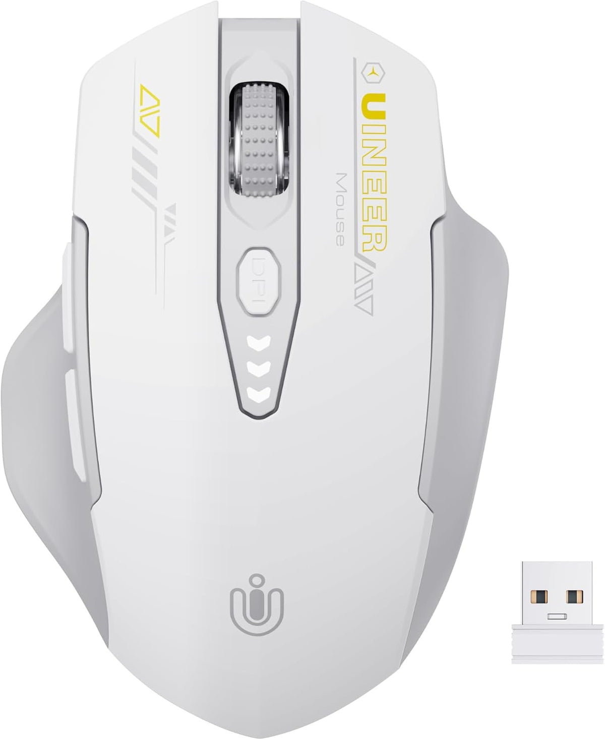 Uineer 2.4GHz Mouse,4 Wireless Mouse,[Upgraded] Rechargeable (Battery Level Visible) Ergonomic Computer Levels DPI