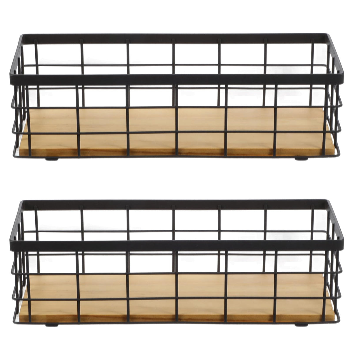 2 Pack Small Wire Baskets, Narrow Rustic Storage Bin for Bathroom Counter, Farmhouse RectangleOrganizer Tray for Kitchen Countertop, Pantry, RV, Office Decorative