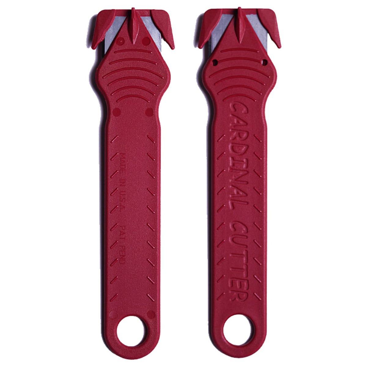 Cardinal Safety Box Cutter with Concealed Stainless Steel Blade, Package Opener Plastic Cutter for Box, Carton, Shrink Wrap, Plastic Straps (Red,Pack of 10)