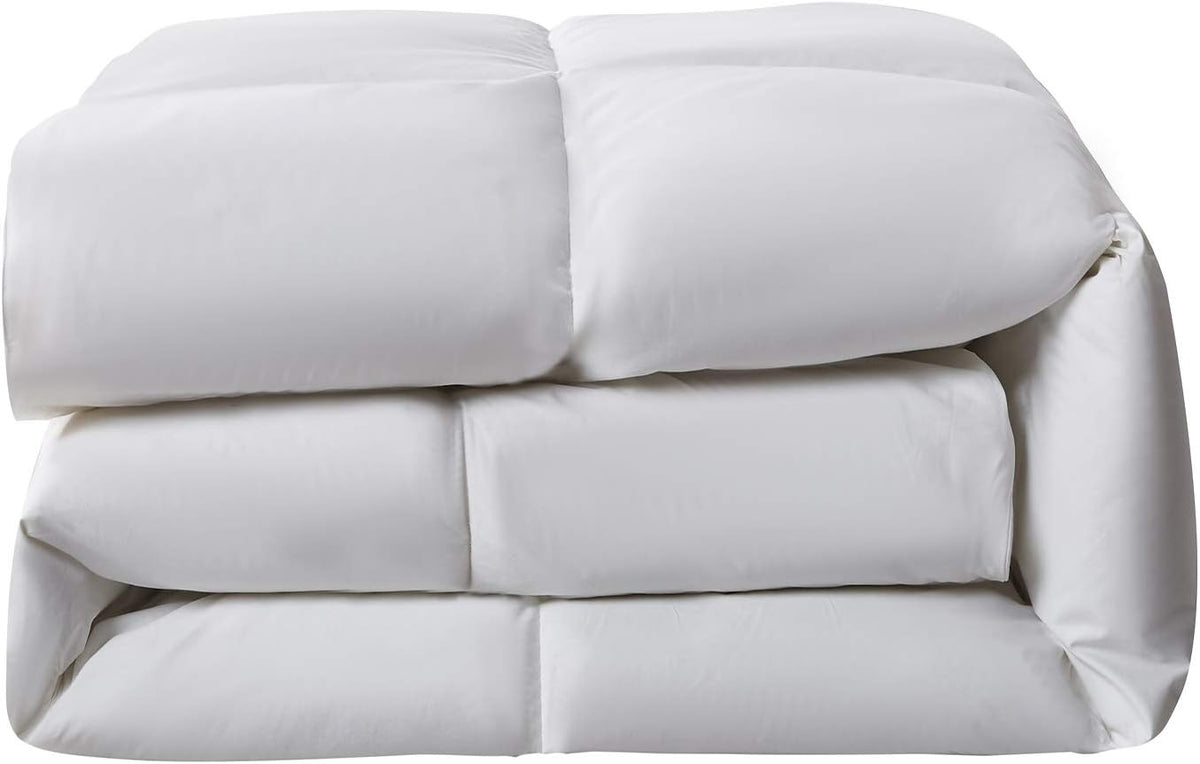 Serta Goose Feather Down Comforter - Hypoallergenic King Size Duvet Insert | 100% Cotton, All-Season Warmth, 106 x 90 Inch White