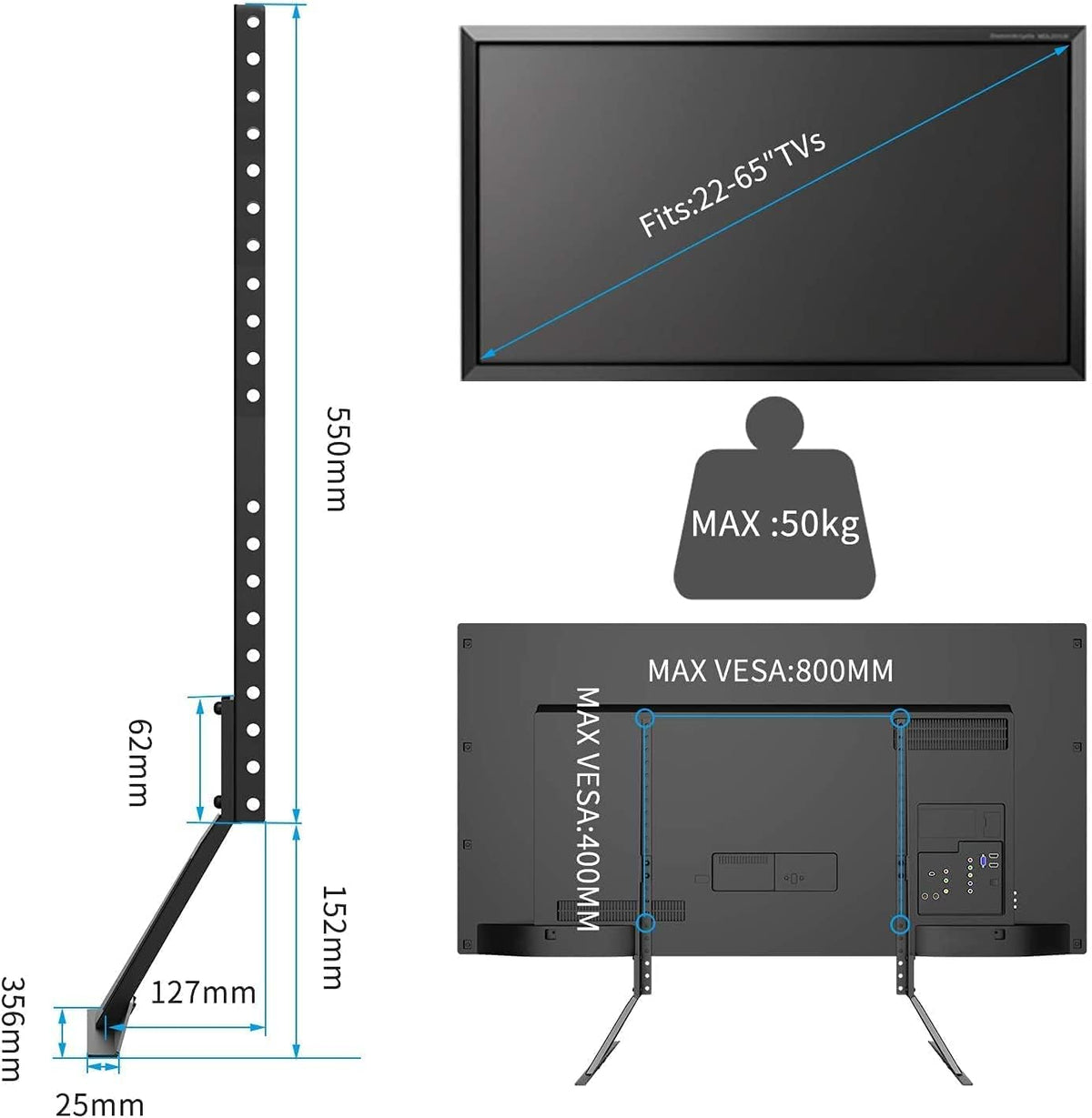 suptek 20-65" 100 Universal TV Stand for TV & Hardware Kit Pieces Bundle