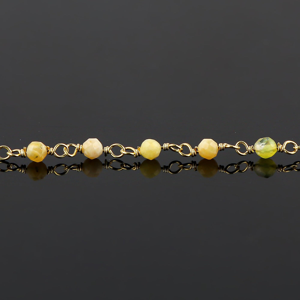 CRYSTALINES Natural Green Opal Gemstone Cluster Bracelet, 14K Gold Plated Rosary Chain Beads, Handmade Bohemian Jewelry for Women, Healing Crystals, Birthday Christmas Gift, 8"