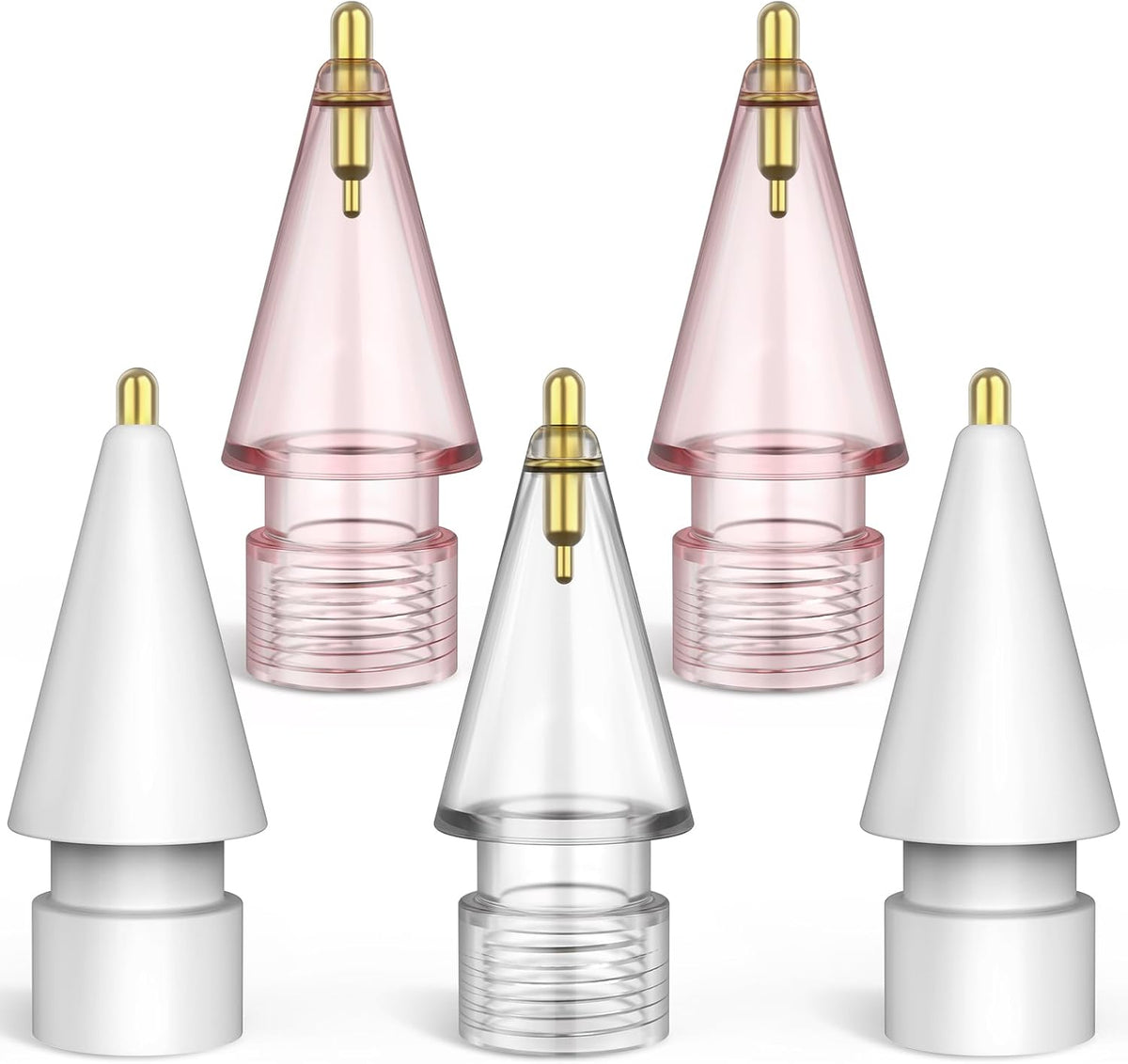 BOBEN 5 Pack 2nd 1st Clear Pencil Tips for Apple Pencil Generation and Generation Fine Point Metal Tip, Wear-Resistant