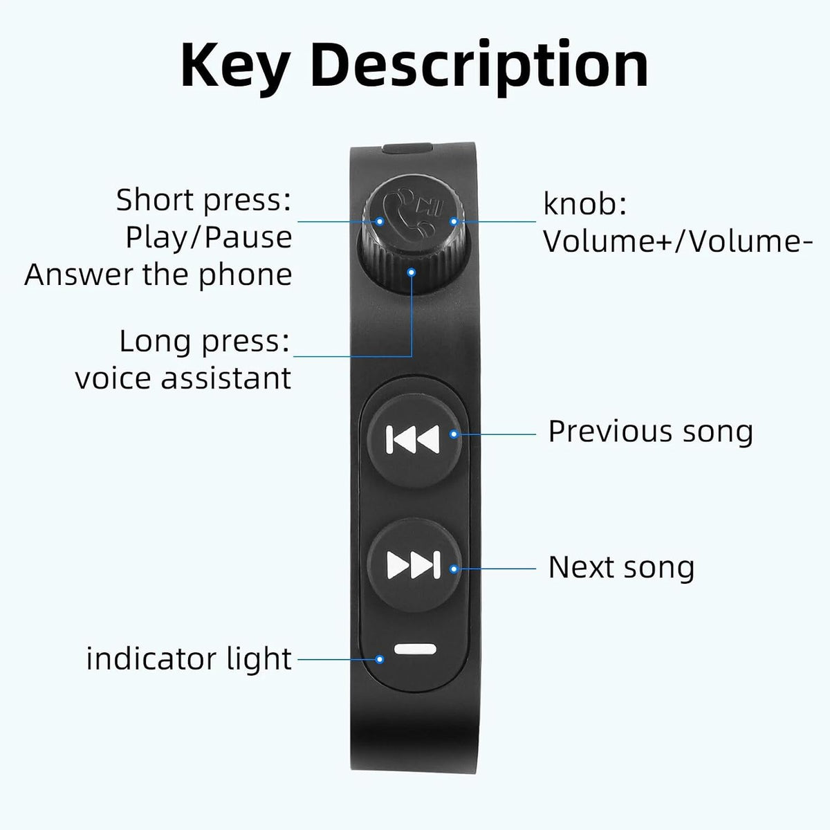 MLKOSS Bluetooth Media Button Remote Wireless Handlebar Remote Controller for Car Bike Motorcycle new