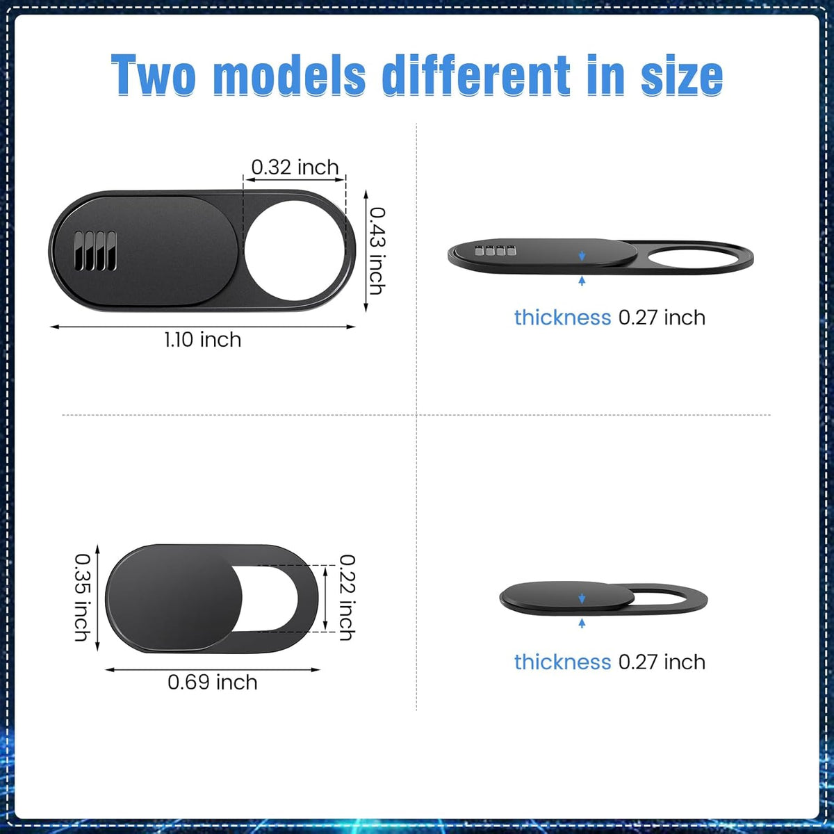 Toojcc Slide,3 Large+3 3/Y Laptop Camera Cover Small Ultra Thin Webcam Cover for Laptop,Computer,Tablet,Apple Devices