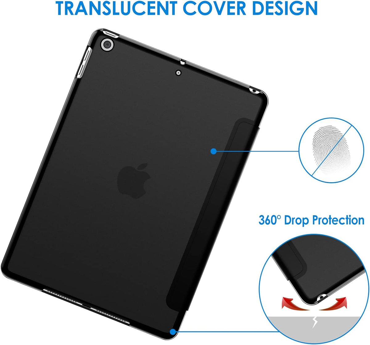 JETech (9.7-Inch, 2018/2017 6th/5th Case for iPad Model, Generation), Smart Cover Auto Wake/Sleep (Black)