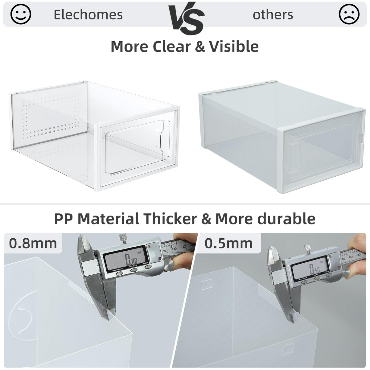 Elechomes Shoe Boxes Clear Plastic Stackable 18 Pack Premium Shoe Organizer Storage for Closet Foldable Shoe Rack Containers Sneaker Display Case Holder Shoe Bin Entryway Drawers Gifts