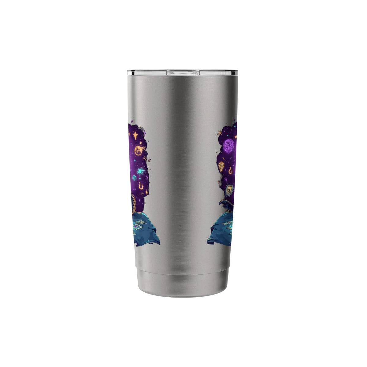 tarot card cat occult skeleton crystals aesthetic Stainless Steel Insulated Tumbler