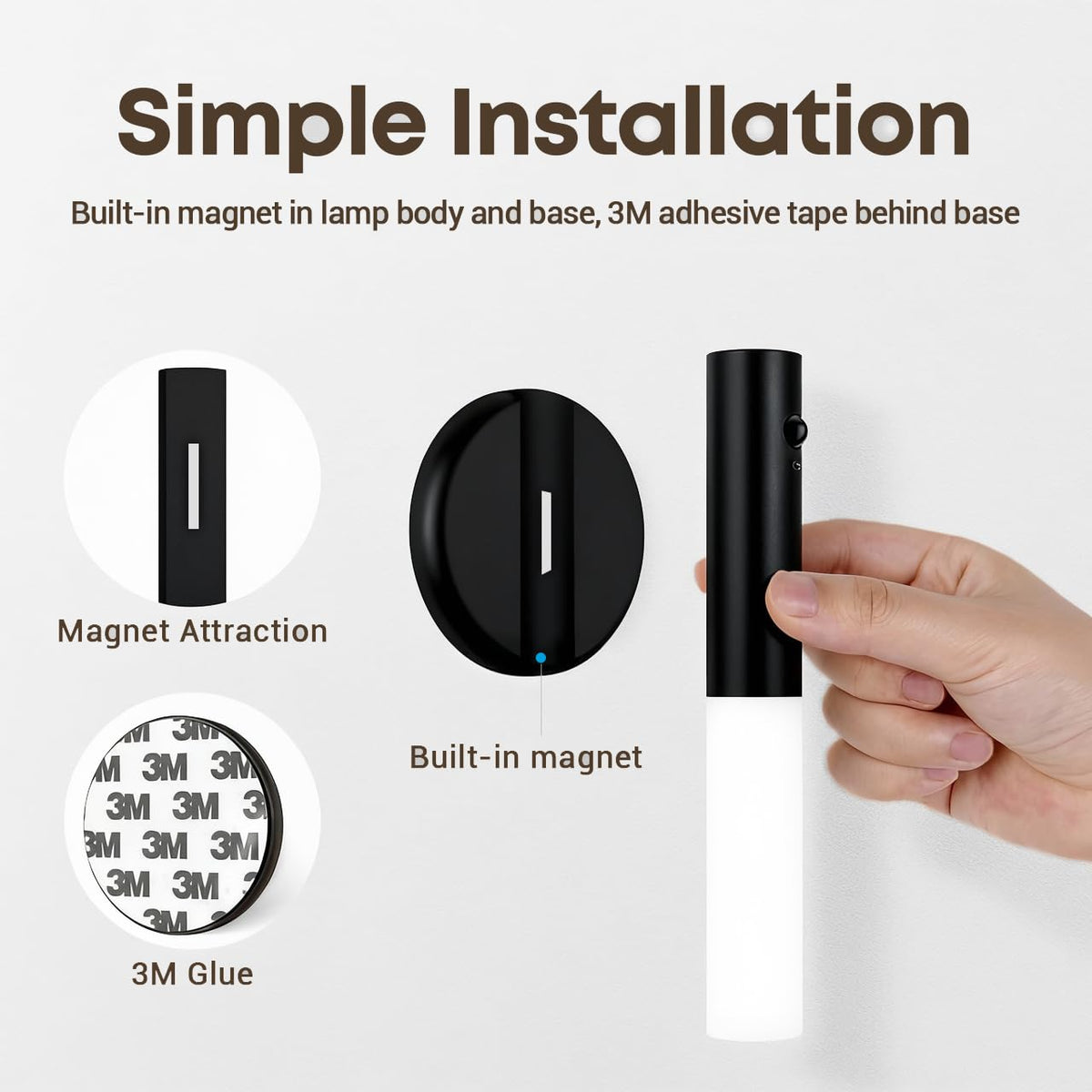 Haloak Motion Sensor Night Lights Indoor, Dimmable Lighting Decor for Stair, Bedroom, Kids Room,Magnetic Hallway Rechargeable LED Wireless Battery Operated Wall Sconce