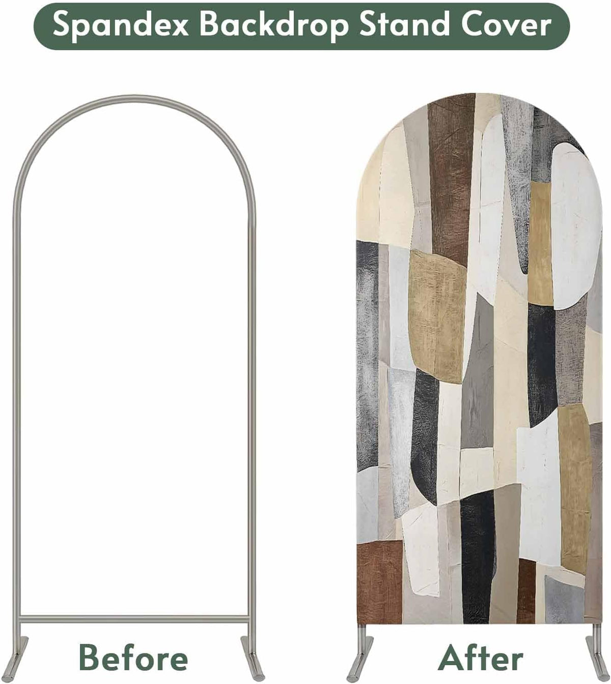 Jnbasdffb 7.2 Abstract Geometric Wedding Arch Cover, Stretchy Spandex Arch Backdrop Stand Covers FT, Oil Painting