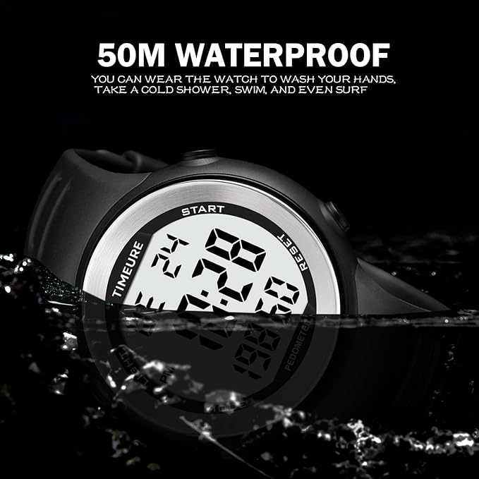 Mens Pedometer Watch for Walking Step Counter Watch No Charging, No App Connection, with EL Backlight. Simple, Practical Choice for Mobile-Free Fitness Enthusiasts TIMEURE-2308