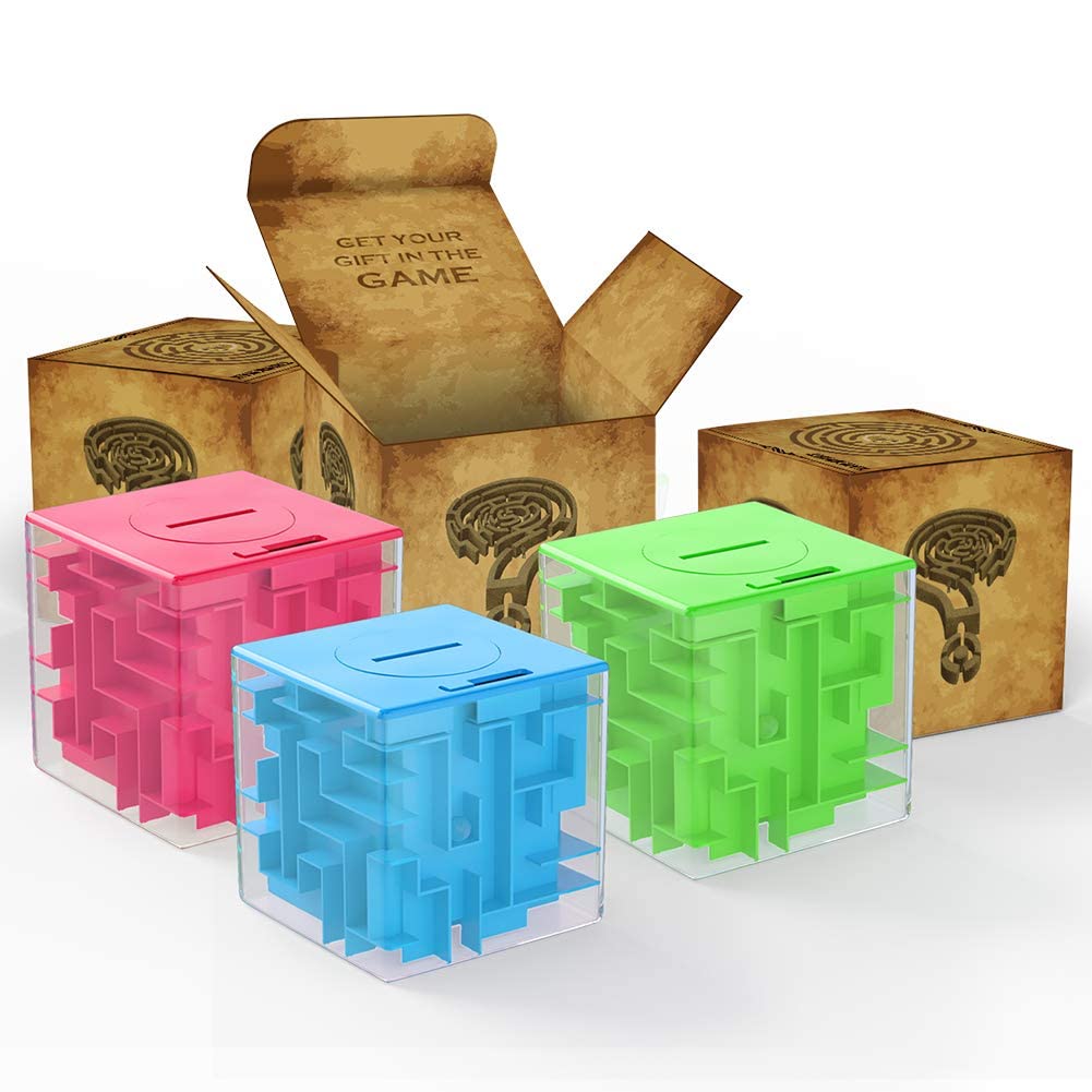 ThinkMax Money Maze Puzzle Box for Kids and Adults, Perfect Money Holder Maze Puzzle Gift Box (3 Pack)