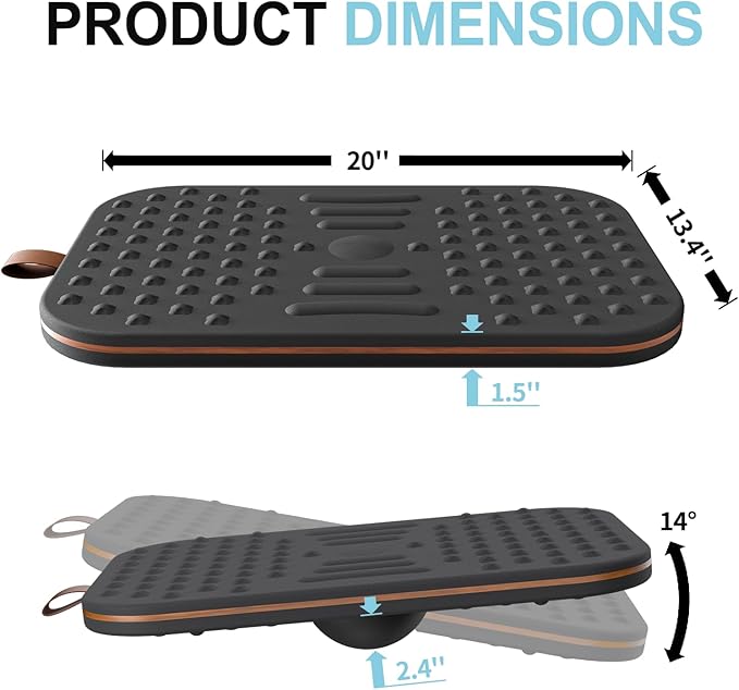 360-Degree Wobble Balance Board for Adults - 2-in-1 Dual-Sided Anti-Fatigue Mat & Stability Trainer for Standing Desk, Home Gym or Office - Premium PU Leather & Solid Wood