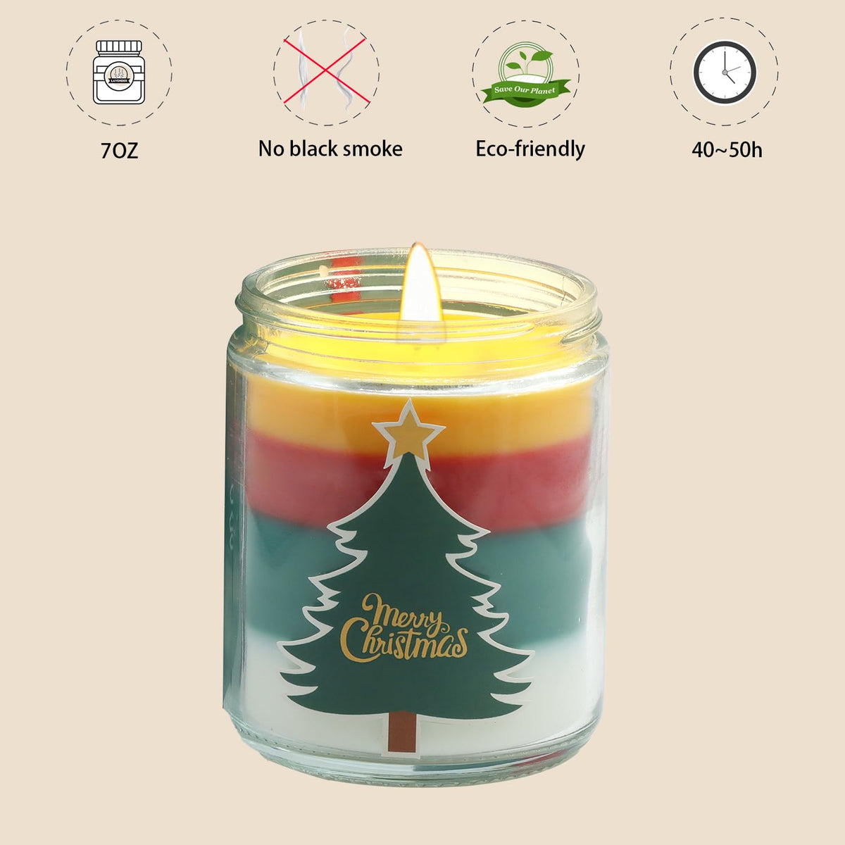 Christmas Candles - Christmas Gifts for Women, Aromatherapy Candle for Home Scented, Natural Soy Wax Vanilla Scented Candles