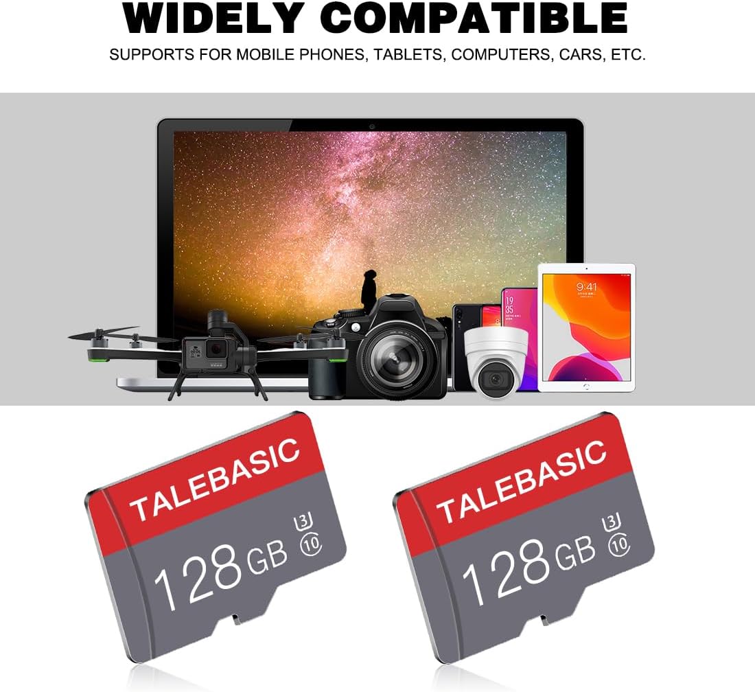 talebasic 2 Pack 128GB 10 Console(2 128GB) Memory Card Class Flash Card Fast Speed TF Card with Adapter