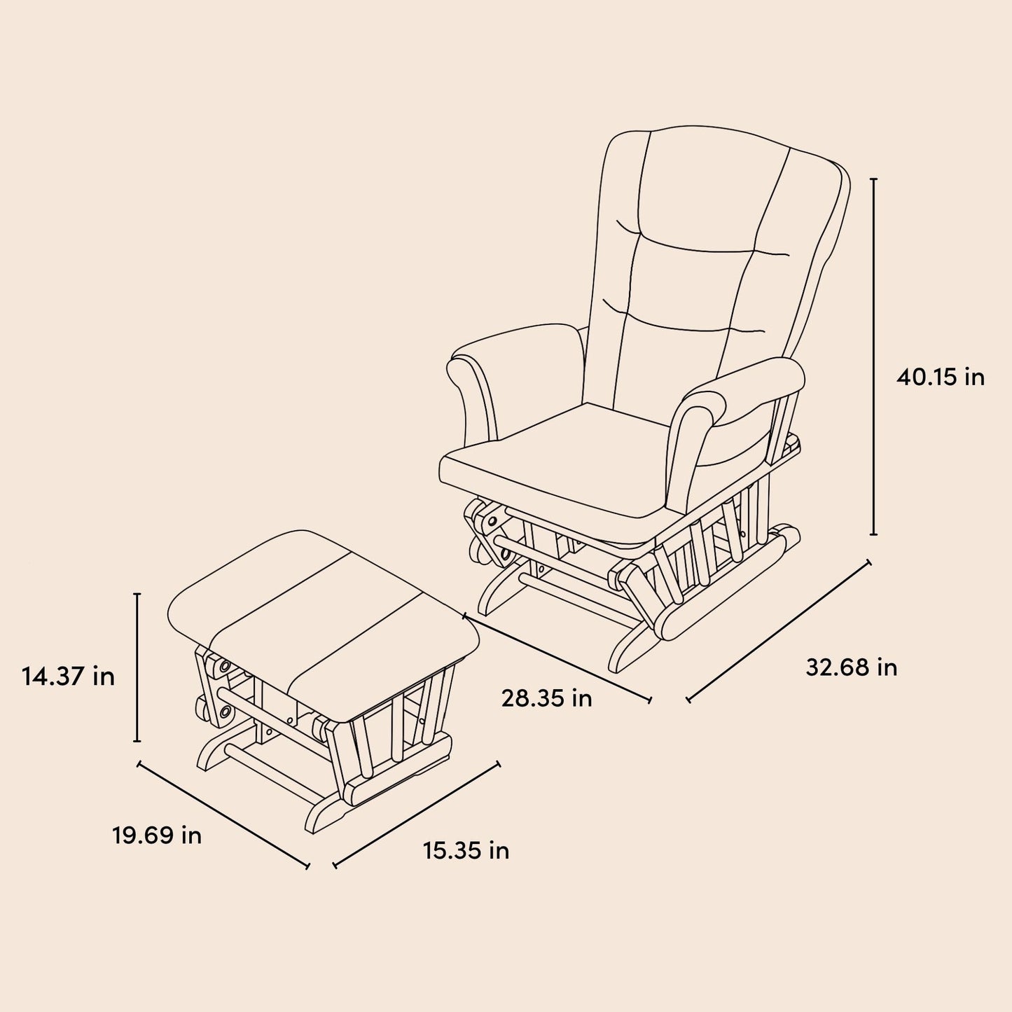 Storkcraft Tuscany Custom Glider and Ottoman with Free Lumbar Pillow (White/Pink Blush Swirl) - Cleanable Upholstered Comfort Rocking Nursery Chair with Ottoman
