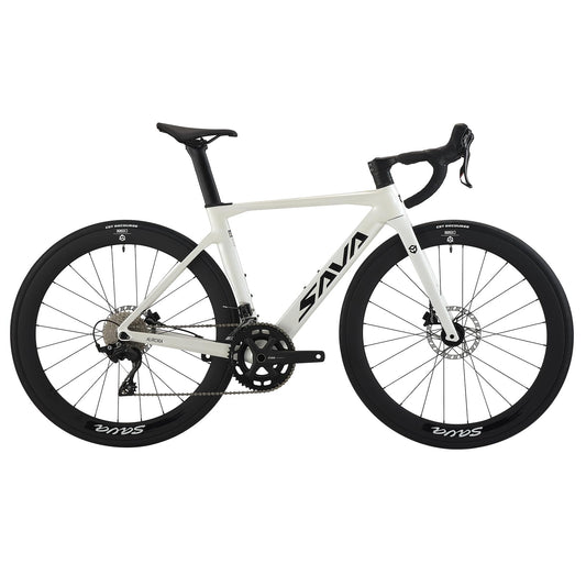 SAVADECK A7L Carbon Road Bike, T800 Carbon Fiber Frame 700C Racing Bicycle with Shimano 105 R7100 24 Speed Groupset and Hydraulic Disc Brake, Ultra-Light Carbon Bike for Man and Women(White,51cm)