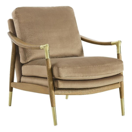 Modway Langford Stain-Resistant Performance Velvet Armchair – Mid Century Modern Velvet Chair with Wood Frame – Upholstered Accent Chair for Living Room or Bedroom