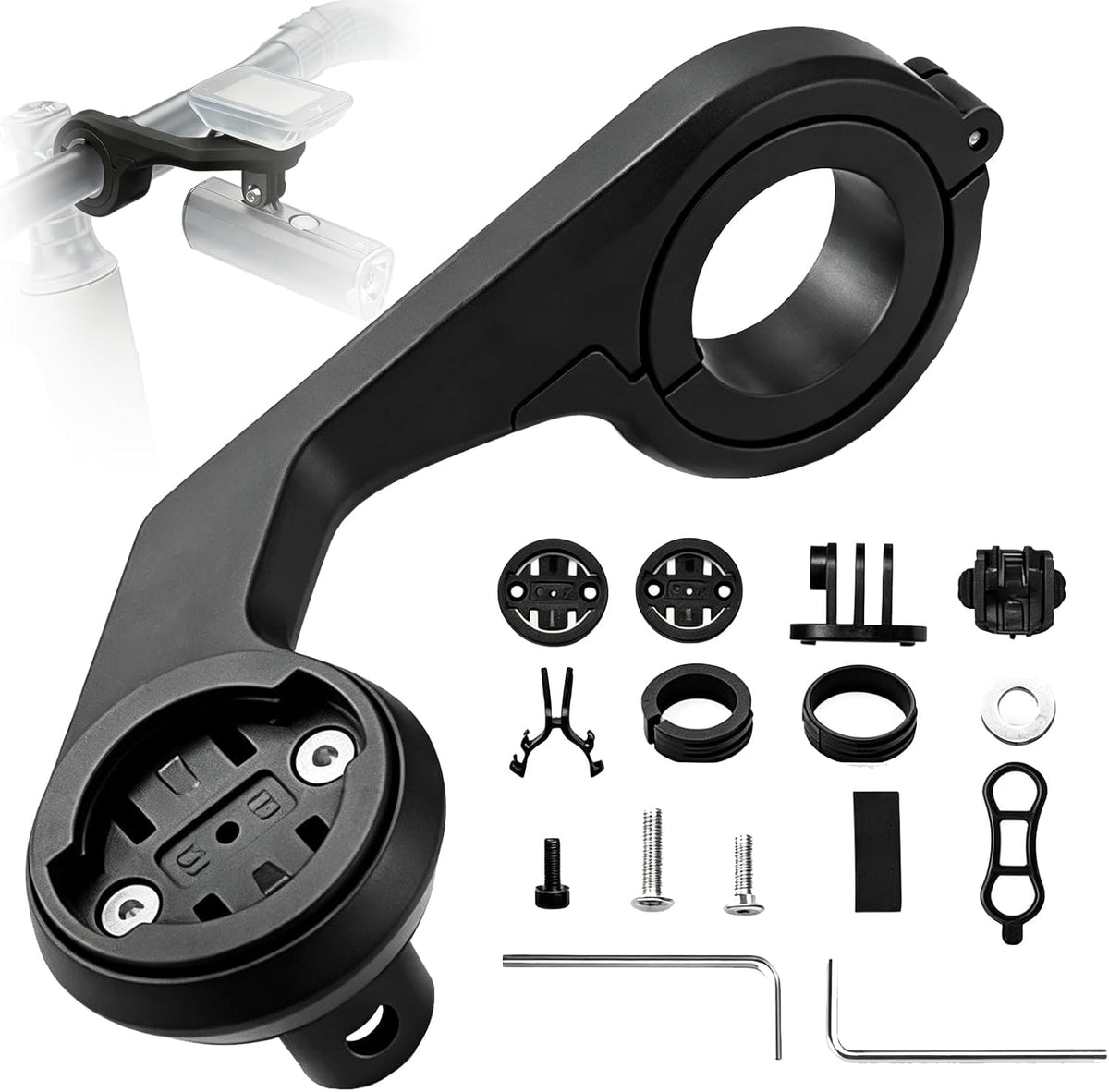 LONLEEYU 22-33MM Bike Computer Mount, Cycling Out Front Bike Mount Designed for All Cycling Computer, Garmin Edge GPS