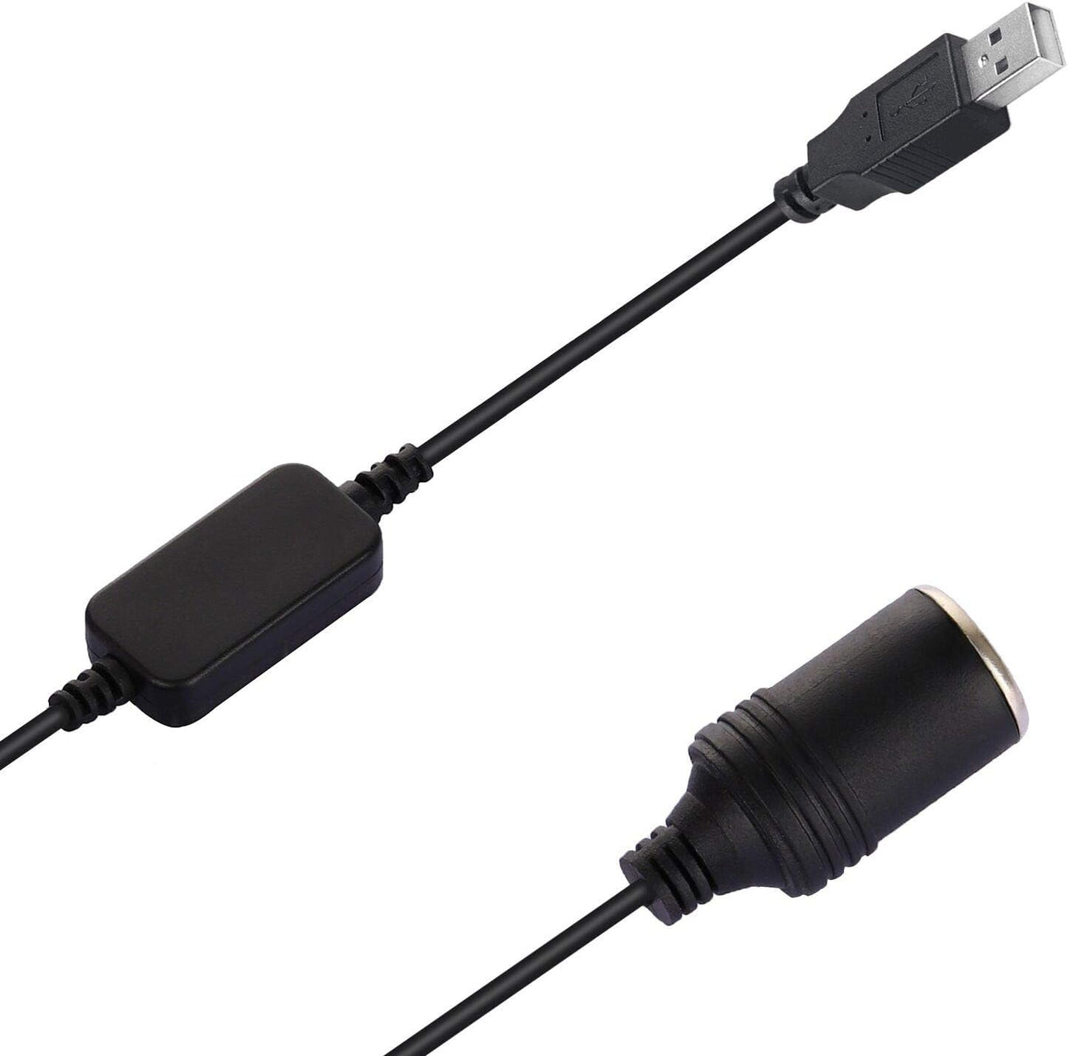 AJDPOI 12V (0.98FT/0.3M) USB A Male to Car Cigarette Lighter Socket Female Step Up Cable Inverter Converter