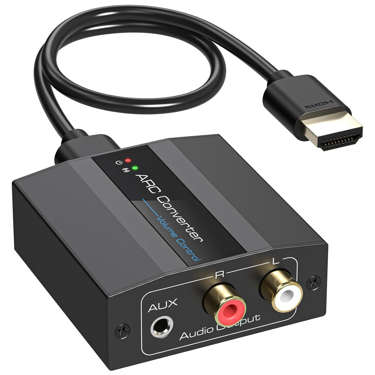 4K60Hz 3.5mm HDMI ARC Adapter HDMI ARC Audio Extractor with and L R Stereo Audio for HDTV Soundbar Speaker Amplifier
