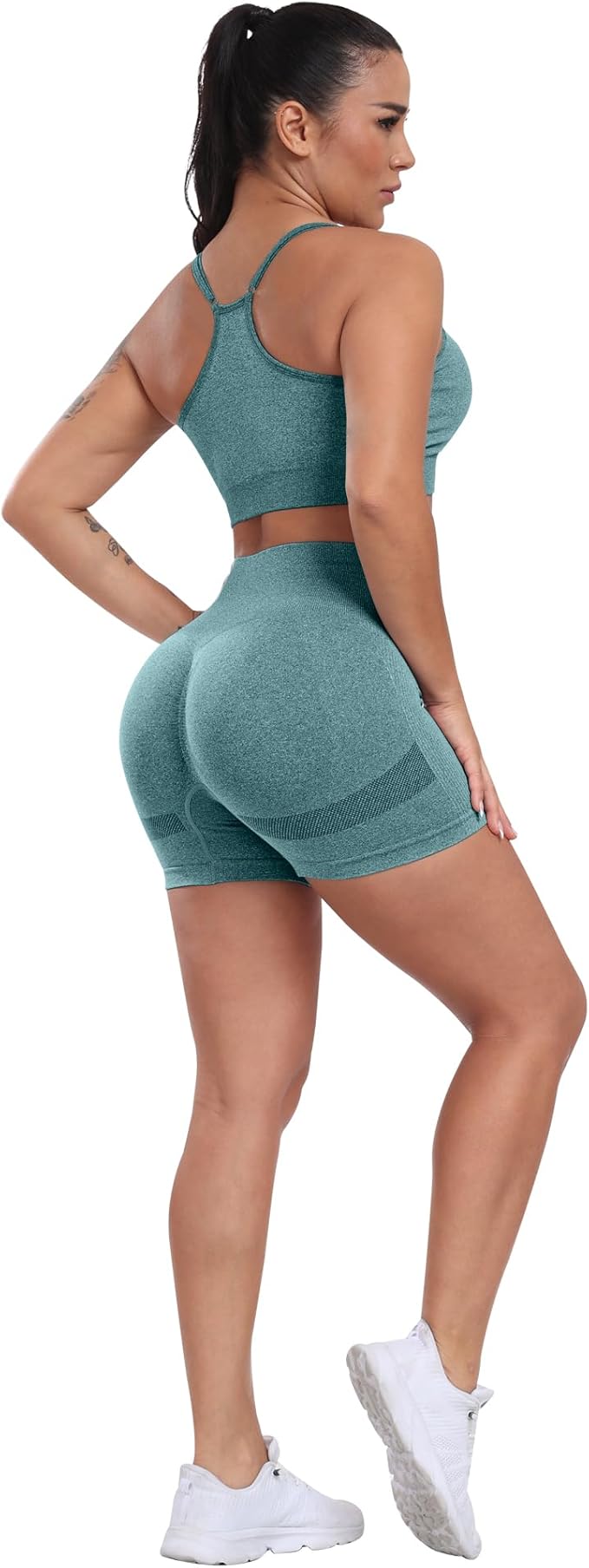 CHRLEISURE Women's 4 Packs Workout Gym Shorts, High Waisted Butt Lifting Scrunch Butt Seamless Booty Shorts