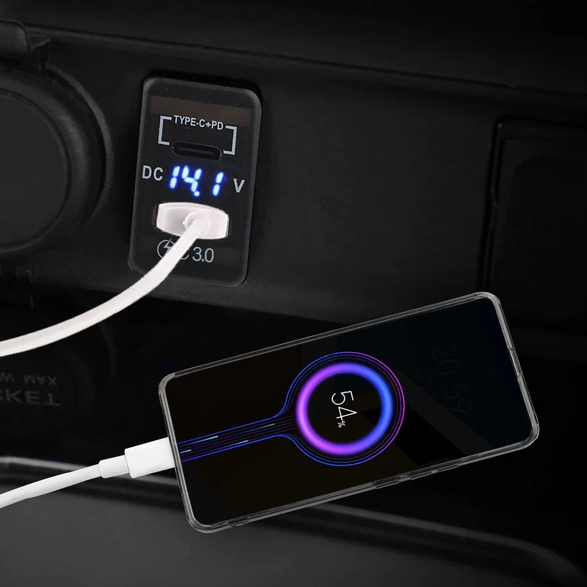 Cllena 3.0 Quick Charge & PD USB C Dual USB Port Charger Socket Power Adapter for Toyota