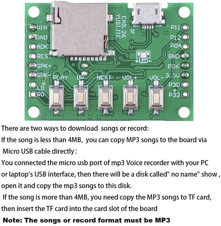 Stemedu MP3 Playback Kit Music Voice Recording Module DIY Welcomer Sound Recording Board with Speaker and PIR Infrared