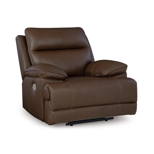 Signature Design by Ashley VonRyan Modern Zero Gravity Leather Match Power Recliner with Adjustable Headrest and USB Ports, Dark Brown