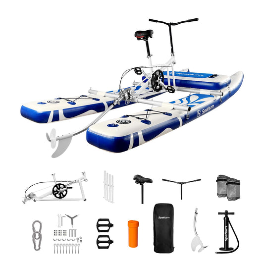 Spatium Fishing Water Bikes 2.0,Pedal Drive Water Bike Inflatable Float Adults & Youth Fishing/Cruise on Water More Stable+Mat Dark Blue Water Bikes for Lake