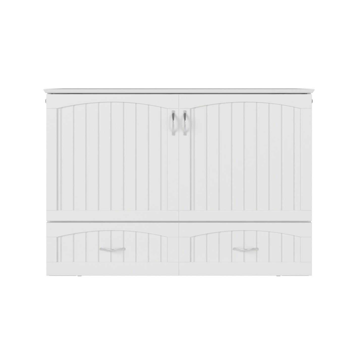 AFI, Southampton Murphy Bed Chest Full with 6" Mattress, Built-in USB Charger & Storage Drawer, White