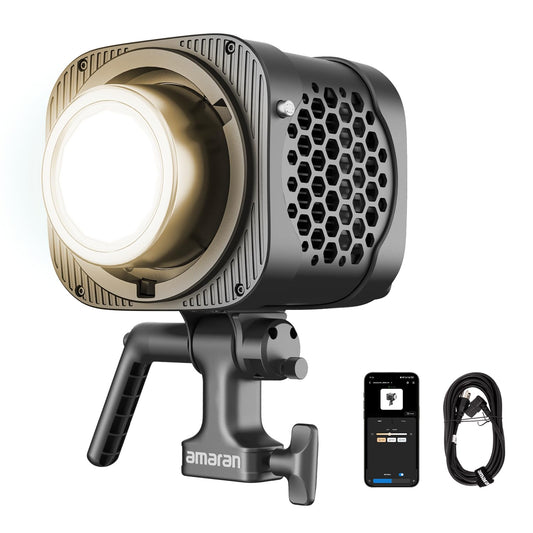 amaran Halo 200x Compact 200W Bi-Color COB Light,Bowens Mount LED Studio Light APP Control,2,700K - 6,500K,9 Lighting FX Continuous Lighting for Photography Recording Streaming (Halo 200x)