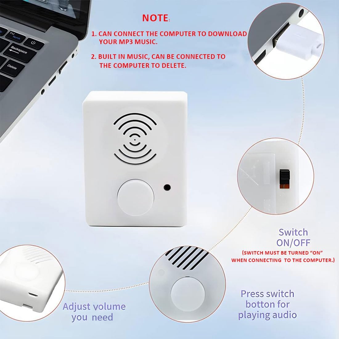 XLW 16 Items,etc-White-2P Minutes Voice Recorder for Stuffed Animals,Voice Box for Recordable Presents Button Sound Box