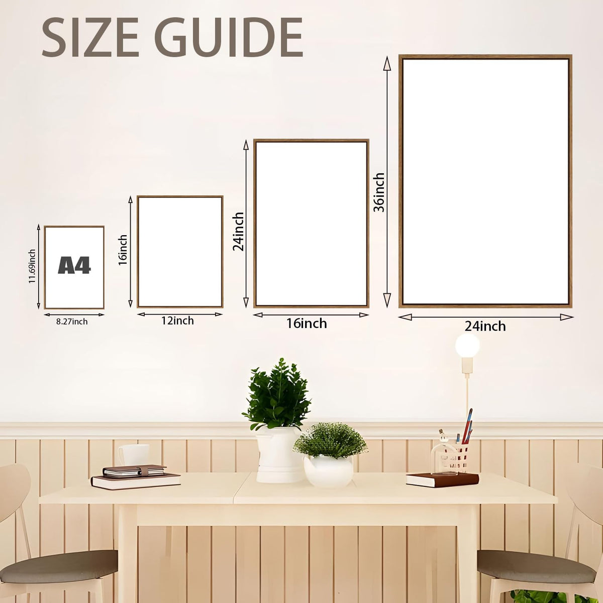 myusuar 3 Piece Large Modern Abstract Canvas Framed Wall Art For Living Room, Midcentury Minimalist Boho Wall Art Decor Posters Prints For Bedroom Office, 12x16in