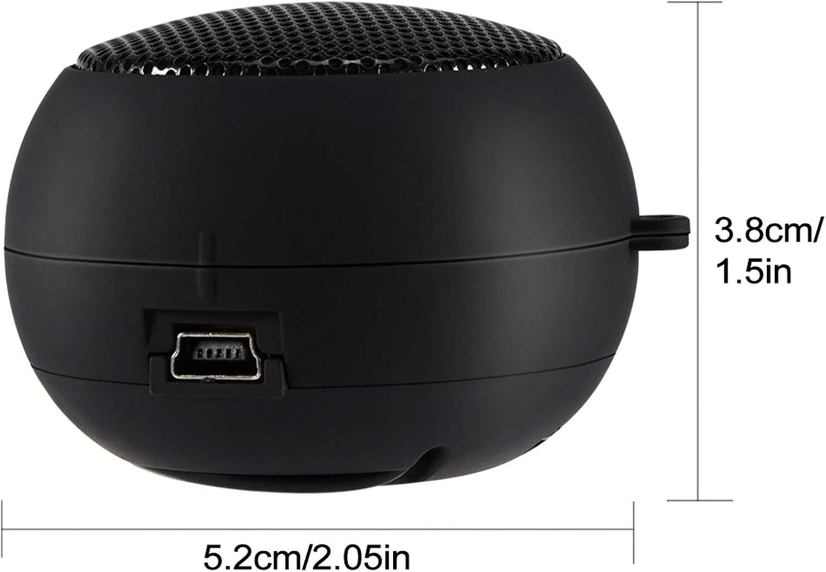 WAONIQ 3.5mm MP3 Mini Portable Speaker Strong Built-in Battery for Mobile Phones PC Laptop (Black)