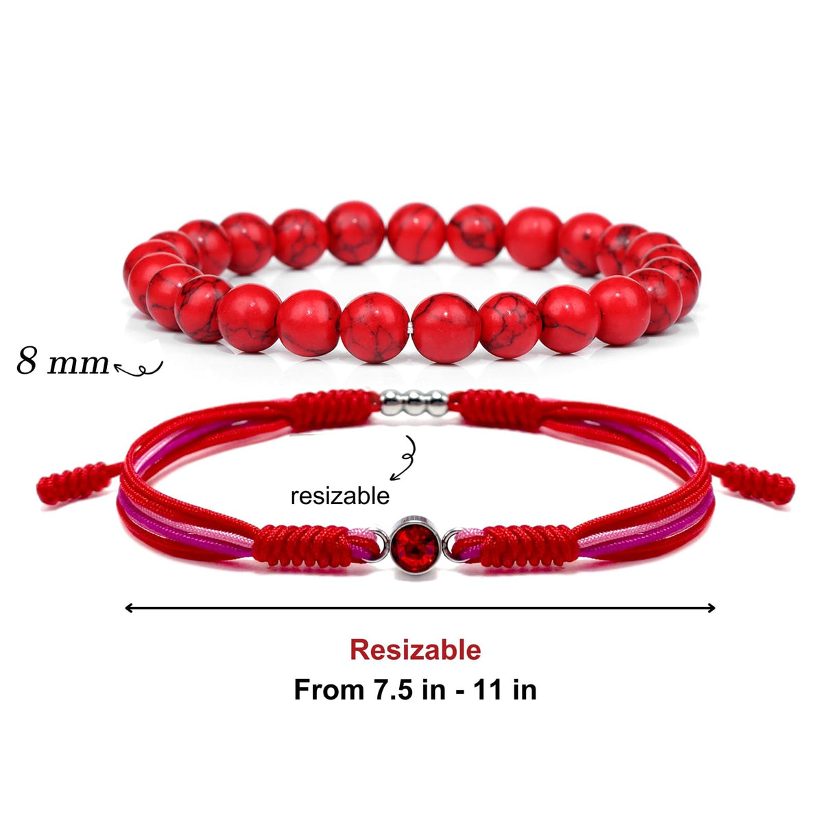Crgwxzl July Birthstone Bracelets for Women Men,Healing Crystal Protection Stone Red Turquoise Beads Bracelet,String Wrap Zodiac Month Bracelets Birthday Jewelry Gifts