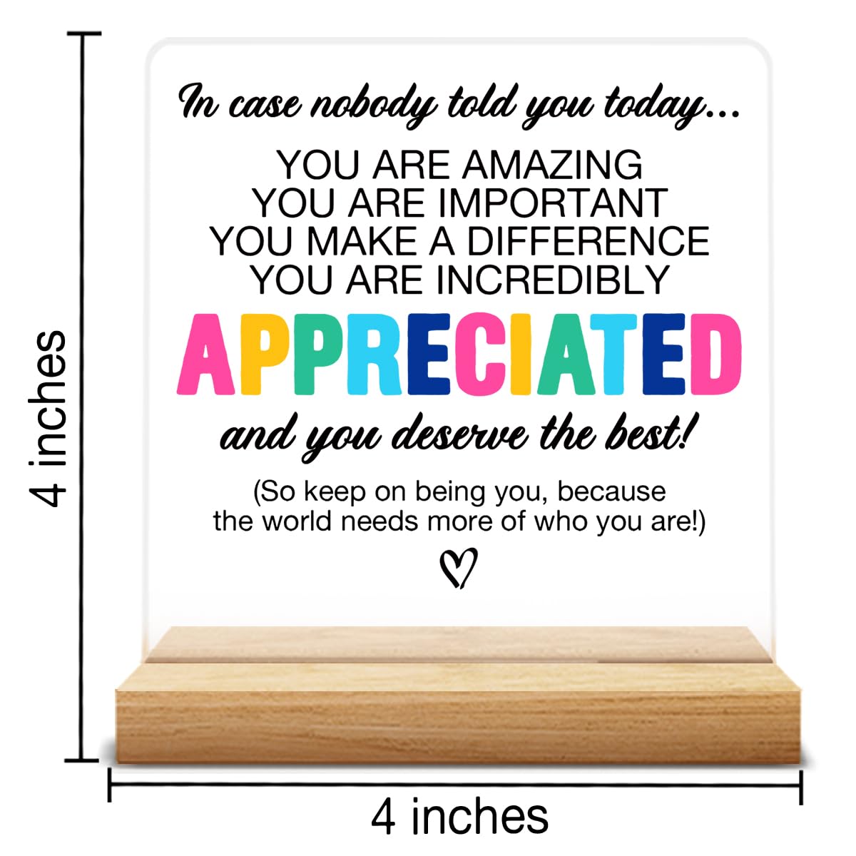 Thank You Appreciation Gifts for Colleague Coworker Boss Teacher, Inspirational Gifts for Women Men, Affirmation Gifts You Are Incredibly Appreciated Acrylic Desk Sign Decor