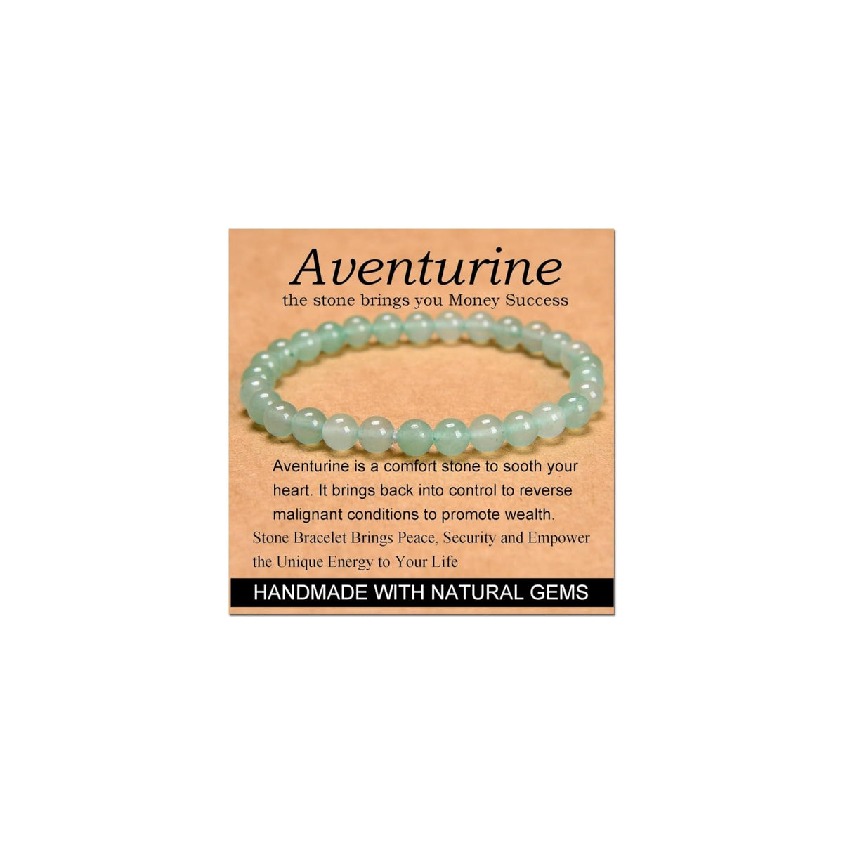 CHELYQST Green Aventurine Bracelet - Stone of Wealth,Stretch Natural Stone Crystal Beads Jewelry Gifts for Women Men Unisex Adult,6mm