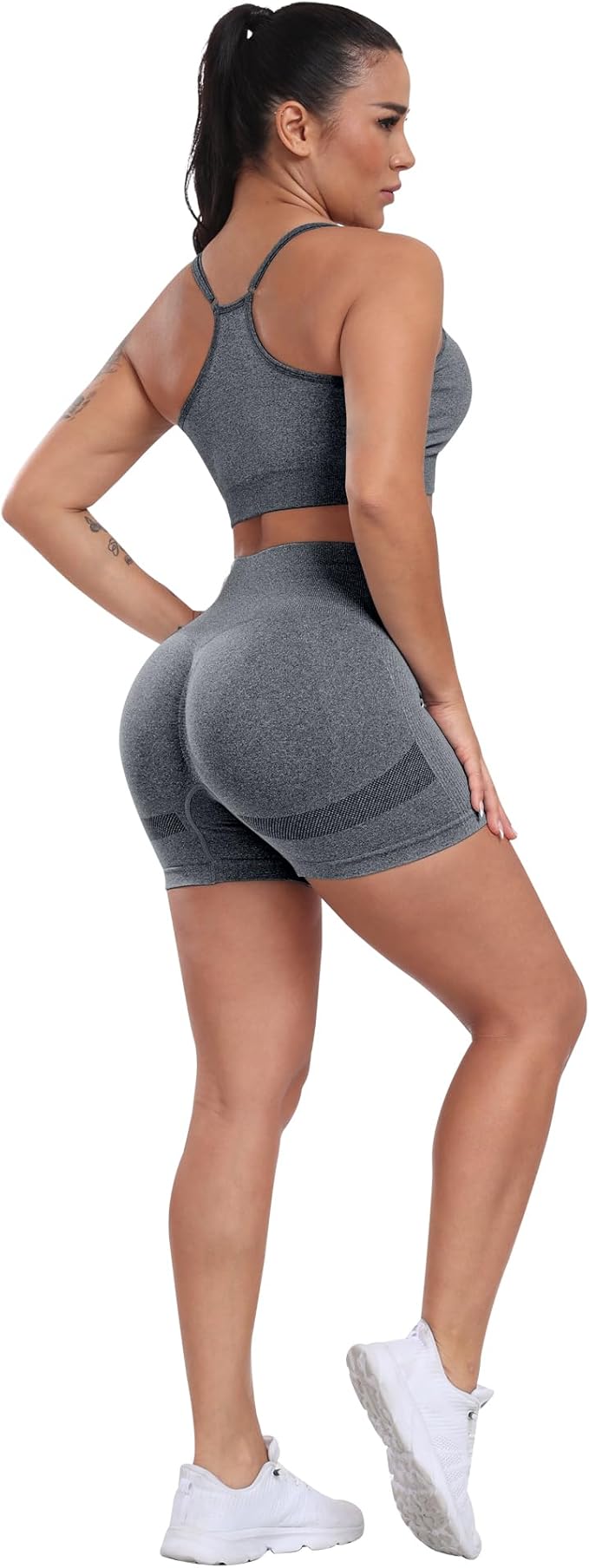 CHRLEISURE Women's 4 Packs Workout Gym Shorts, High Waisted Butt Lifting Scrunch Butt Seamless Booty Shorts