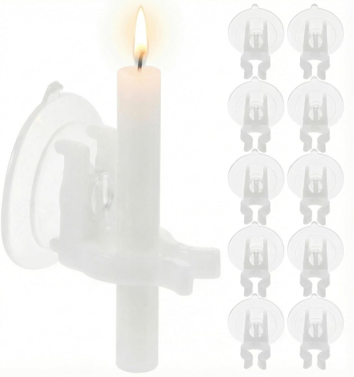 PRETYZOOM 12Pcs Window Candle Holders - Secure Suction Cups for Flameless Electric Candles | Transparent PVC Clamps for Holiday Decor