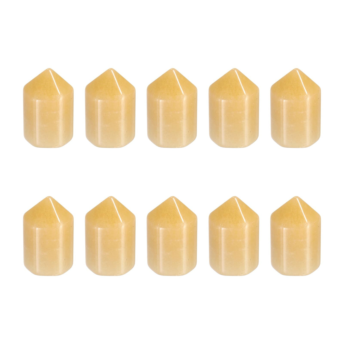 MECCANIXITY Crystals Wands Citrine Hexagonal Faceted Single Points Towers Pocket Polished Stone Bulk for Energy Chakra Meditation Crystal Healing, 15 x 25mm (Pale Yellow),5Pcs